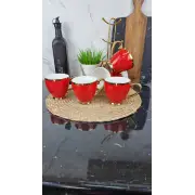 6815-R Набор фарфоровых чашек 6-пр. 280 мл красный (цветная коробка)