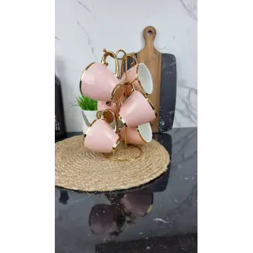 6815-P Набор фарфоровых чашек 6-пр. 280 мл розовый (цветная коробка)