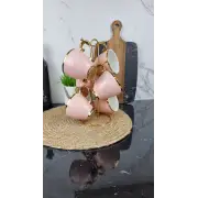 6815-P Набор фарфоровых чашек 6-пр. 280 мл розовый (цветная коробка)