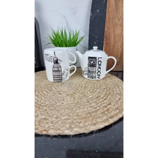 40 Набор 3-пр.: 2 чашки 240 мл + заварник 450 мл «City»