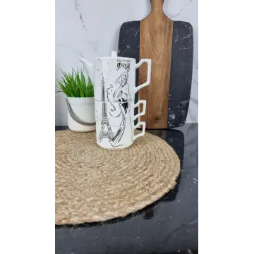 049-1 Набор фарфоровый 3-пр.: заварник 450 мл + 2 кружки по 240 мл «Paris» (цветная коробка) 2