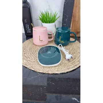 50693 Набор фарфоровых чашек 2-пр. 420 мл с крышкой и подогревательной подставкой (подарочная упаковка)