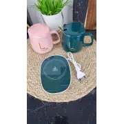 50693 Набор фарфоровых чашек 2-пр. 420 мл с крышкой и подогревательной подставкой (подарочная упаковка)