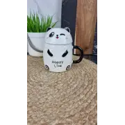 3203 Чашка фарфоровая 380 мл с крышкой «Panda Life» (цветная коробка)