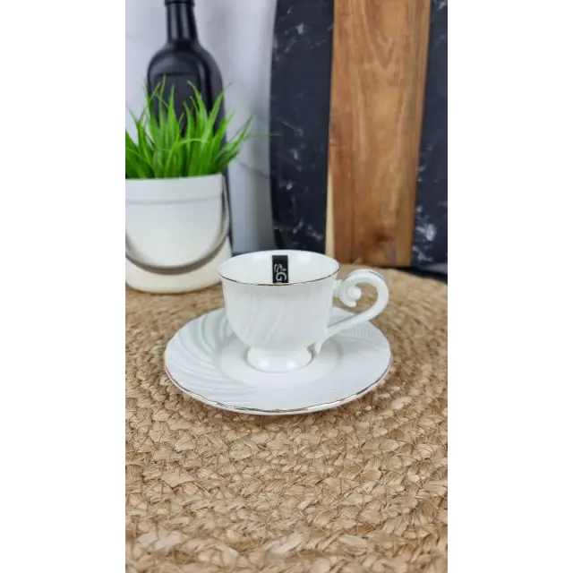 LTSL-C0109A Чашка 90мл с блюдцем фарфор белая Волна ᐉ LTSL-C0109A - - класная цена в ProPosud
