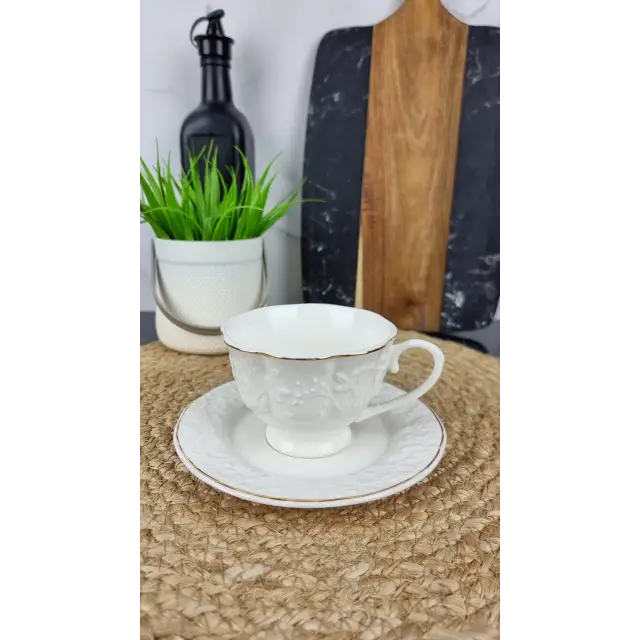 Pose Чашка кавова 250мл з блюдцем порцел. білий Троянда ᐉ Pose - - класна ціна в ProPosud