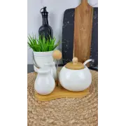 PJ01643 Набор 3-пр. на дерев. стойке соль, перец, сахар ᐉ PJ01643 - - класная цена в ProPosud