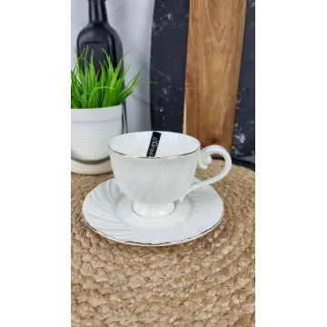 C0112-A Чашка 260мл с блюдцем фарфор белая Волна ᐉ C0112-A - - класная цена в ProPosud