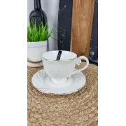 C0112-A Чашка 260мл с блюдцем фарфор белая Волна ᐉ C0112-A - - класная цена в ProPosud