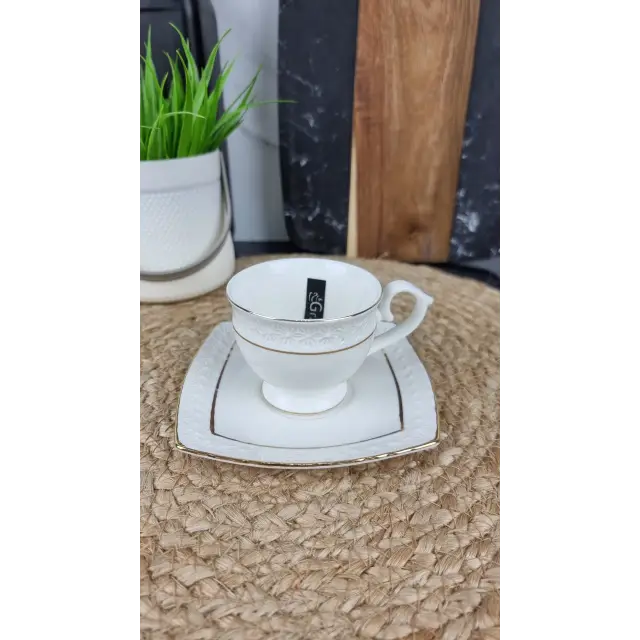 506707-A Кухоль 90мл з блюдцем круглий порцел. білий ᐉ 506707-A - - класна ціна в ProPosud