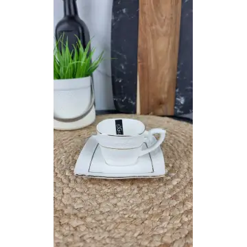 507006-A Кухоль 90мл з блюдцем квадрат порцел. білий ᐉ 507006-A - - класная цена в ProPosud