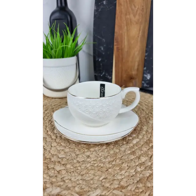 508610-A Кухоль 240мл з блюдцем порцел. білий ᐉ 508610-A - - класна ціна в ProPosud