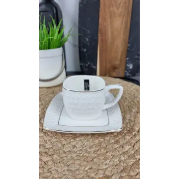 508707-A Кухоль 200мл з блюдцем квадрат порцел. білий ᐉ 508707-A - - класная цена в ProPosud