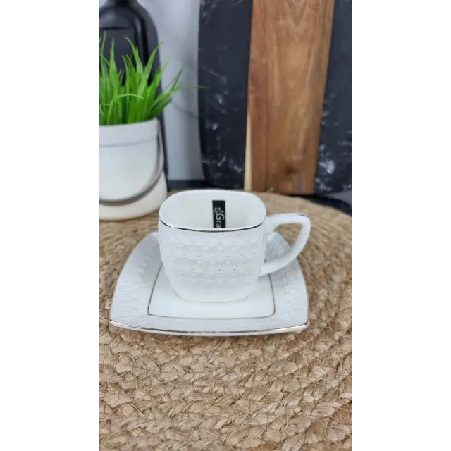 508707-A Кухоль 200мл з блюдцем квадрат порцел. білий ᐉ 508707-A - - класная цена в ProPosud