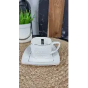 508707-A Кухоль 200мл з блюдцем квадрат порцел. білий ᐉ 508707-A - - класная цена в ProPosud