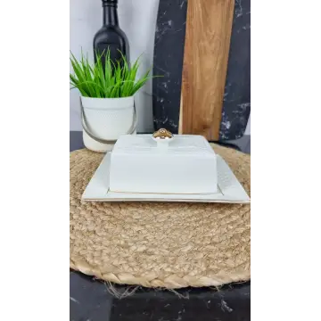 606820-A Маслянка 7,75" квадрат порцел. біла ᐉ 606820-A - - класная цена в ProPosud