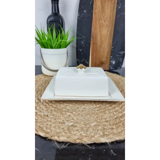 606820-A Маслянка 7,75" квадрат порцел. біла ᐉ 606820-A - - класная цена в ProPosud