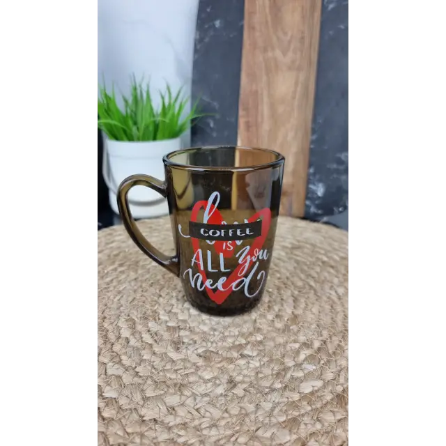 Чашка 330мл димчате скло White Coffe ДЕКОР MIX ᐉ - - класна ціна в ProPosud