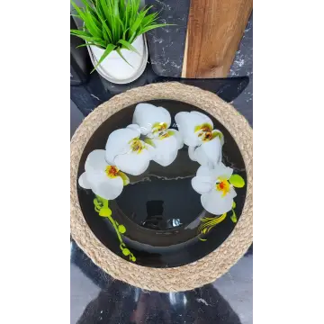 S3012/AA059 Блюдо стекл. круглое 30см Орхидея Белая ᐉ S3012/AA059 - - класная цена в ProPosud