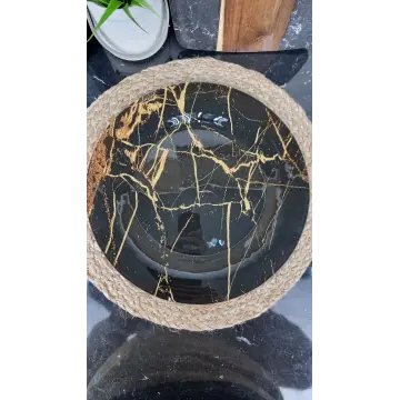 S3012/Z306 Блюдо стекл. круголе 30см Черный мрамор ᐉ S3012/Z306 - - класная цена в ProPosud