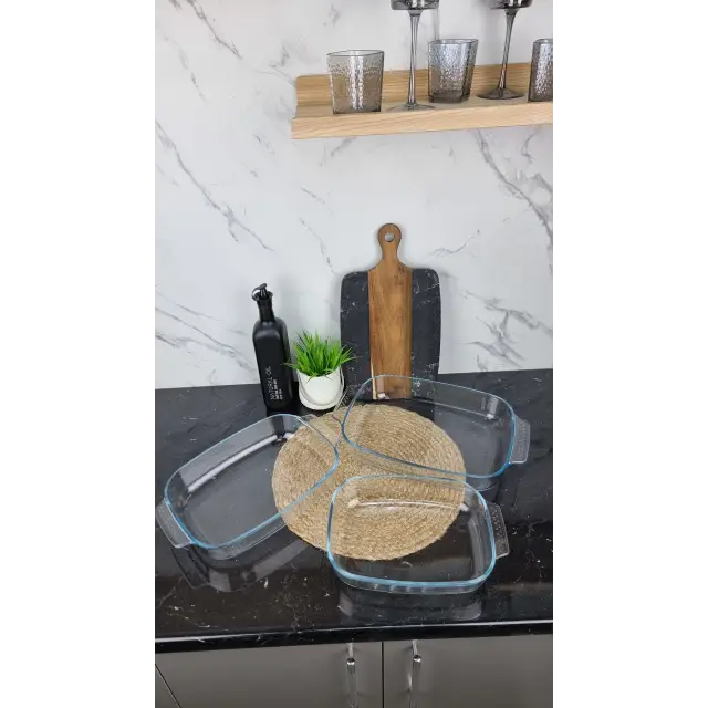 8106/8106-2/8106-3 Набір деко прямокут. 1,8л 2,5л 3,3л скл.жароміцне ᐉ 8106/8106-2/8106-3 - - класна ціна в ProPosud