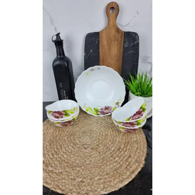 Бузковий піон Набір салатників 7-пр. склокераміка 6616/ S ᐉ 6616/ S - - класна ціна в ProPosud