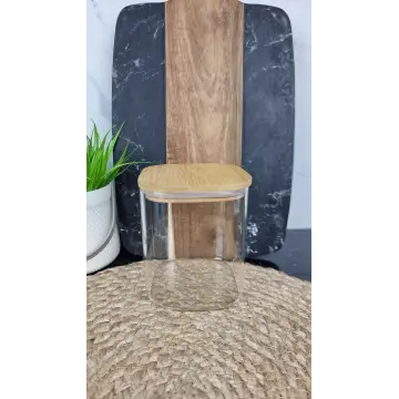 BS1012 Емкость для сыпучих стеклянная 10*12см бамбук крышка ᐉ BS1012 - - класная цена в ProPosud