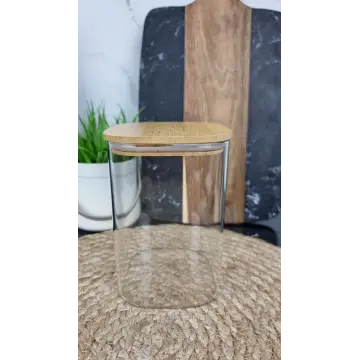 BS1015 Емкость для сыпучих стеклянная 10*15см бамбук крышка ᐉ BS1015 - - класная цена в ProPosud