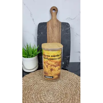 BS1018 Емкость для сыпучих стеклянная 10*18см бамбук крышка ᐉ BS1018 - - класная цена в ProPosud 2