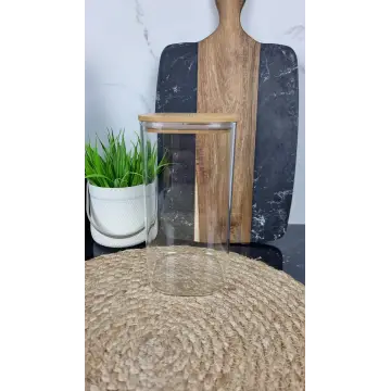 BS1020 Емкость для сыпучих стеклянная 10*20см бамбук крышка ᐉ BS1020 - - класная цена в ProPosud