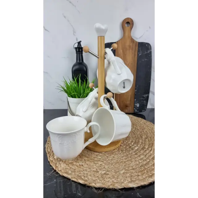 PJ03173 Набір кухлів 4*300мл на дерев. стійці