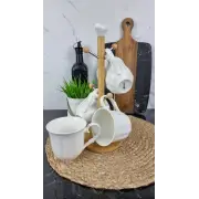 PJ03173 Набір кухлів 4*300мл на дерев. стійці