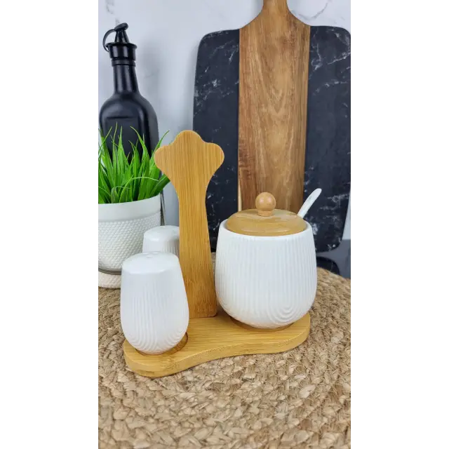 PJ03433 Набір 3-пр. на дерев. стійці сіль, перець, цукор ᐉ PJ03433 - - класная цена в ProPosud