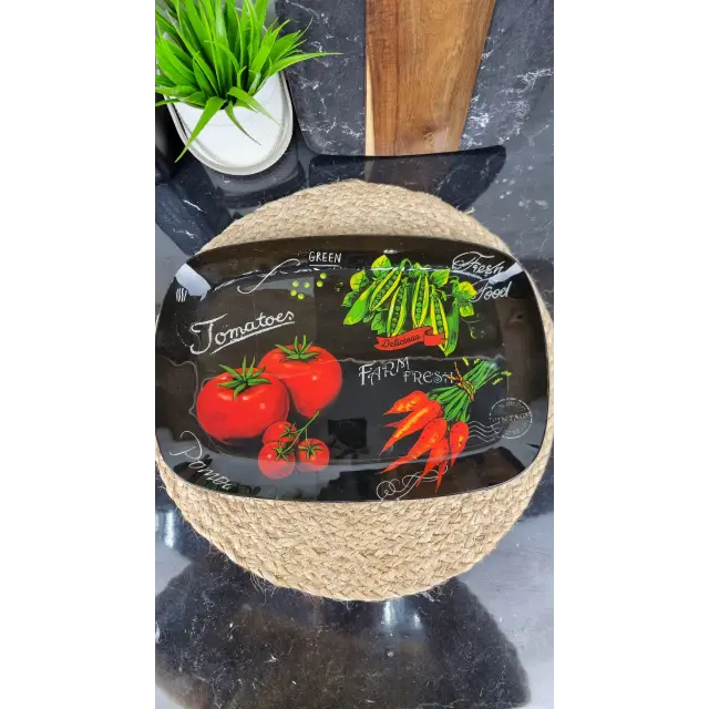 S445014C/AA 137/14'' Блюдо скл. прямокутне 34,5*23,5 Томати ᐉ S445014C/AA 137 - - класна ціна в ProPosud