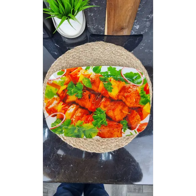 S445014C/U 042/14" Блюдо стекл. прямоугольное 34,5*23,5 Шашлык петрушка ᐉ S445014C/U 042 - - класная цена в ProPosud