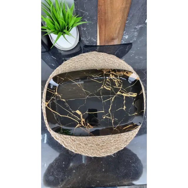 S445014C/Z 306/14" Блюдо скл. прямокутне 34,5*23,5 Чорний мармур ᐉ S445014C/Z 306 - - класна ціна в ProPosud