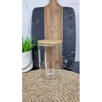 TS2304B Емкость для сыпучих стеклянная 9,5*14см круглая бамбук крышка ᐉ TS2304B - - класная цена в ProPosud