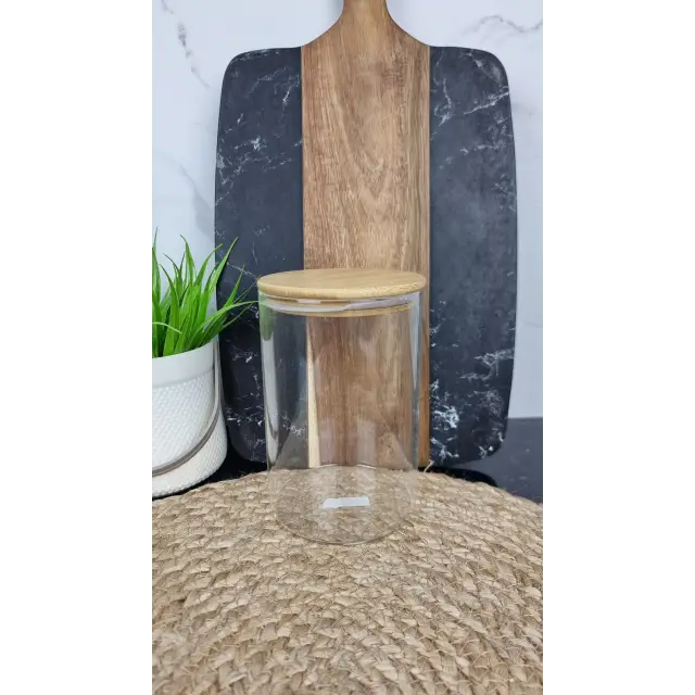 TS2304B Емкость для сыпучих стеклянная 9,5*14см круглая бамбук крышка ᐉ TS2304B - - класная цена в ProPosud