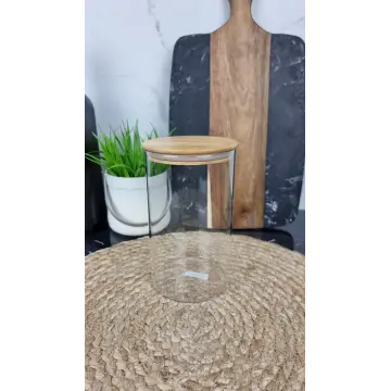 TS2304C Емкость для сыпучих стеклянная 9,5*16см круглая бамбук крышка ᐉ TS2304C - - класная цена в ProPosud