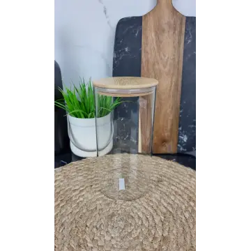 TS2304D Емкость для сыпучих стеклянная 9,5*18см круглая бамбук крышка ᐉ TS2304D - - класная цена в ProPosud