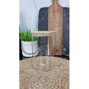 TS2305C Емкость для сыпучих стеклянная 10*15см круглая бамбук крышка ᐉ TS2305C - - класная цена в ProPosud