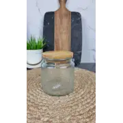 TS23018A Емкость для сыпучих стеклянная 500мл круглая рельеф бамбук крышка ᐉ TS23018A - - класная цена в ProPosud