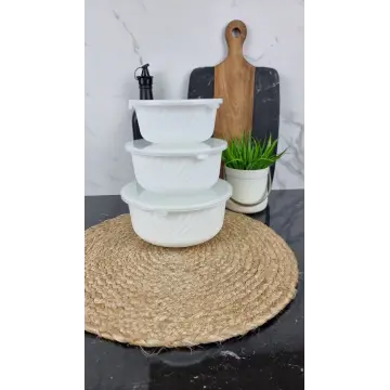 WHITE Набор салатников 3-пр. 14*16*19см с крышкой стеклокерамика O3020/3 ᐉ WHITE O3020/3 - - класная цена в ProPosud