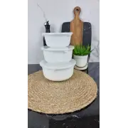 WHITE Набор салатников 3-пр. 14*16*19см с крышкой стеклокерамика O3020/3 ᐉ WHITE O3020/3 - - класная цена в ProPosud