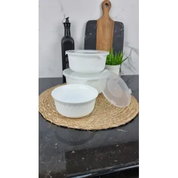 WHITE Набор салатников 3-пр. 14*16*19см с крышкой стеклокерамика O3020/3 ᐉ WHITE O3020/3 - - класная цена в ProPosud 2