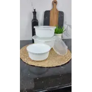 WHITE Набор салатников 3-пр. 14*16*19см с крышкой стеклокерамика O3020/3 ᐉ WHITE O3020/3 - - класная цена в ProPosud