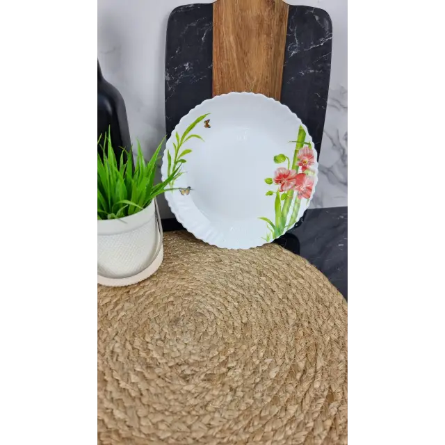 Орхидея Тарелка мелкая №8,5 d-21см стеклокерамика Волнистый край BB 405 ᐉ BB 405 - - класная цена в ProPosud