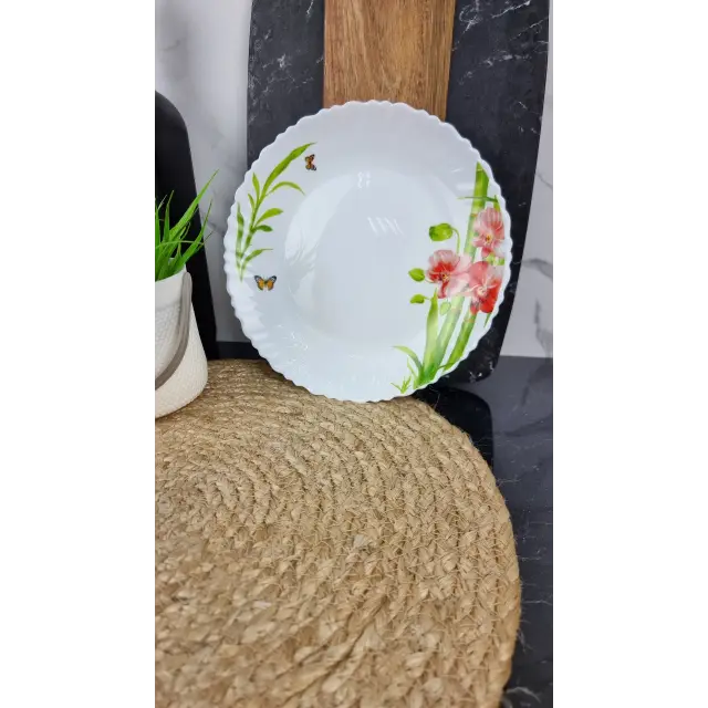 Орхидея Тарелка мелкая №8,5 d-21см стеклокерамика Волнистый край BB 405 ᐉ BB 405 - - класная цена в ProPosud