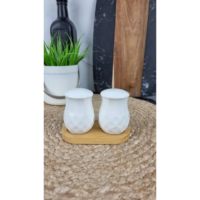 PJ02812 Набор для специй на дерев. подставке соль, перец ᐉ PJ02812 - - класная цена в ProPosud