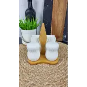 PJ03806 Набір для спецій на дерев. підставці сіль, перець, серветниця ᐉ PJ03806 - - класна ціна в ProPosud